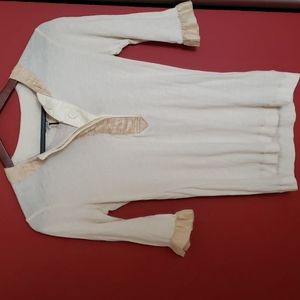 Twenty8Twelve, Cream, Linen, 3/4 inch Sleeve, Ruffle Detail Top